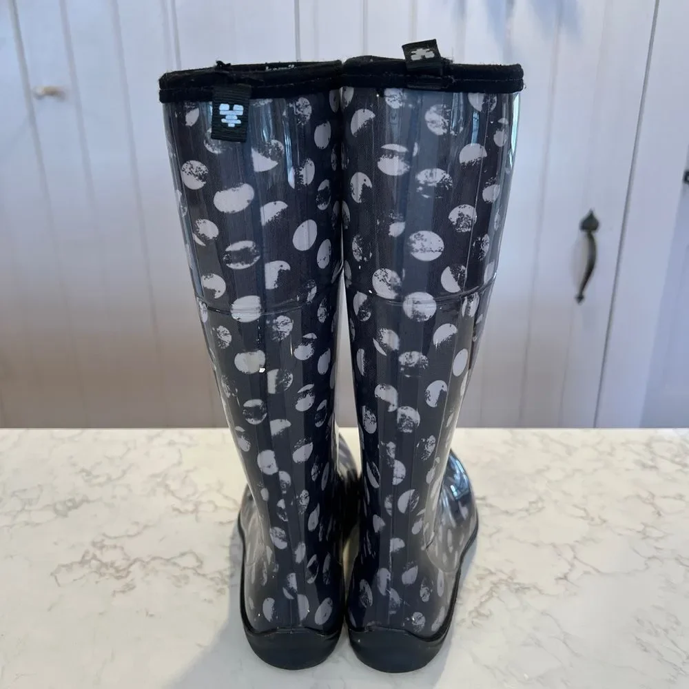 Kamik Women's Black and White Patterned Rain Boots, 7